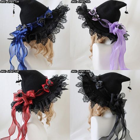 🛍️Complete your look with our new arrived gothic witch hat. 👉Search the SKU on the pictures. #devilinspired #hat #witchhat #gothichat #lolitacoord #lolitahat Witch Hat Art, Oc Clothes, Hat Art, Gothic Witch, Design Drawings, Fashion Design Drawings, Dress Jewelry, Witch Hat, Designs To Draw