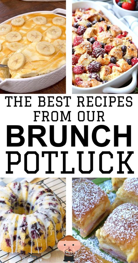 Breakfast For A Crowd The EASY Way With These Brunch Food Ideas Breakfast Ideas Party Brunch Food, Brunch Recipes Party, Simple Ladies Brunch Ideas, Brunch Casserole Ideas, Sweet Breakfast Potluck Ideas, Brunch For Group, Savory Brunch Finger Foods, Recipes For Brunch Party, Girls Brunch Food Ideas