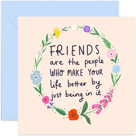 Old English Co. Friends Make Life Better Birthday Card - Cute Flower Female Card for Best Friend | Happy Floral Gift for Ladies, BFF, Her | Blank Inside & Envelope Included : Amazon.co.uk: Stationery & Office Supplies Birthday Cards For Women Handmade Simple, Encouraging Cards For Friends, Friend Cards Handmade, Nice Messages For Friends, Happy Birthday For Friends, Best Friend Card Ideas, Friendship Card Ideas, Best Friends Watercolor, Greetings Card Ideas