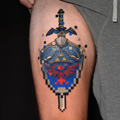 Triforce Hand Tattoo, Matching Zelda Tattoos, Link Tattoo Ideas, Geek Tattoo Ideas, Tears Of The Kingdom Tattoo, Legend Of Zelda Tattoo, Alakazam Pokemon, Link Tattoo, Nintendo Tattoo