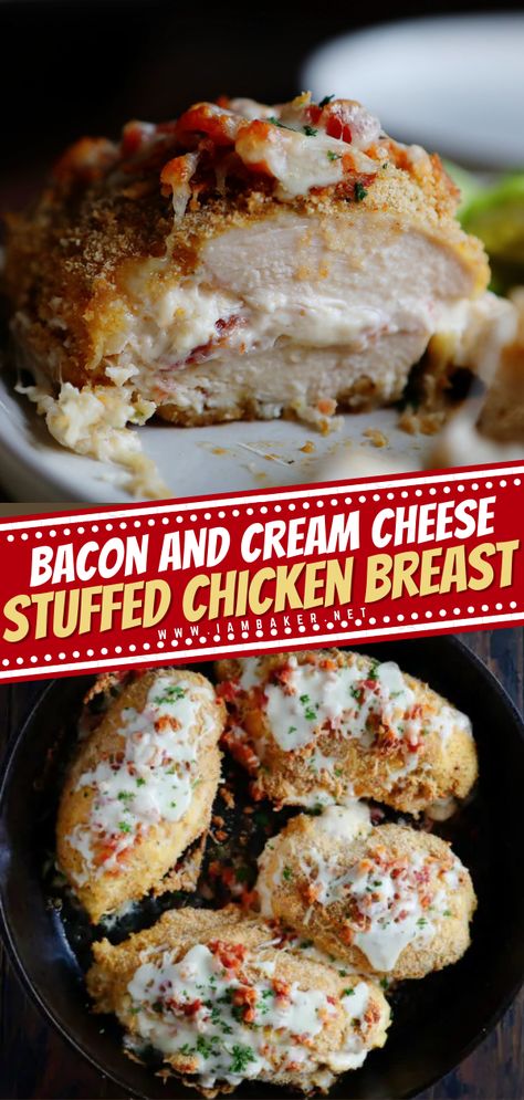 Stuffed Chicken Ideas For Dinner, Chicken Bacon And Cream Cheese Recipes, Chicken N Bacon Recipes, Dinner Ideas Stuffed Chicken, Essen, Bacon And Cream Cheese Stuffed Chicken, Bacon Cheese Stuffed Chicken, Cream Cheese Stuffed Bacon Wrapped Chicken, Bacon Ranch Stuffed Chicken