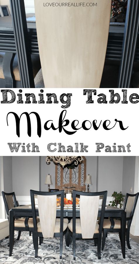 Dining Table Makeover with Chalk Paint, Black chalk paint, Annie Sloan Coco Chalk paint, kitchen table makeover Kitchen Table Painted, Chalk Paint Dining Table, Chalk Paint Kitchen Table, Painting Kitchen Chairs, Painted Dining Room Table, Chalk Paint Table, Dining Room Table Makeover, Black Kitchen Table, Old Kitchen Tables