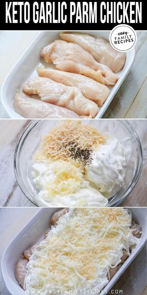 Keto Garlic Parmesan Chicken, Ketone Recipes, Keto Dinner Recipe, Easy Keto Dinner, Easy Family Recipes, Chicken Easy, Diner Recept, Resep Diet, Garlic Parmesan Chicken