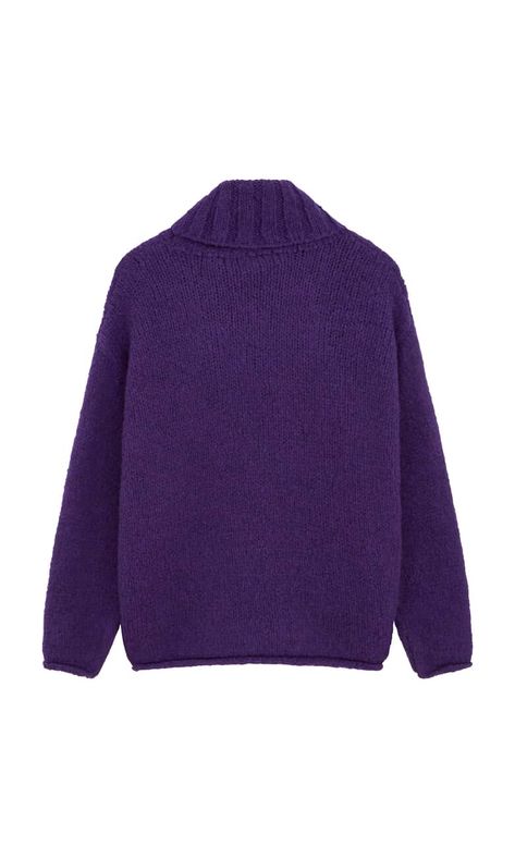 Mira Purple Jumper - Plümo Ltd Purple Knitted Sweater, Casual Purple Chunky Knit Sweater, Winter Purple Chunky Knit Sweater, Cozy Purple Textured Knit Sweater, Purple Jumpers, Purple Sweater, Chunky Knits Sweater, Roll Neck, Chunky Knit