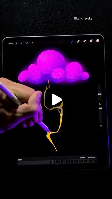 Alex Kunchevsky on Instagram: "Lightning Strike Animation in Procreate ⚡️  Get my beginner-friendly Procreate course 💛 Link in bio 🙌 ⠀ #procreate #animation" Procreate Animations, Procreate Course, Liquid Animation, Lightning Animation, Procreate Animation, Lightning Strike, Animation Tutorial, Lightning Strikes, Link In Bio