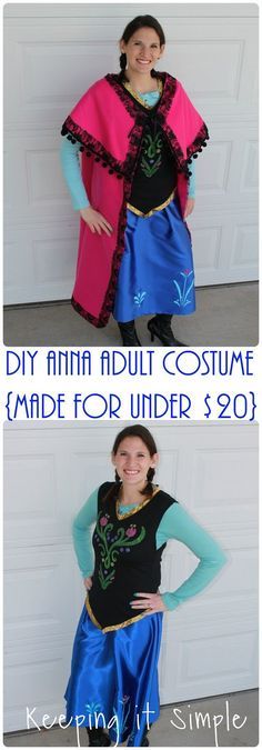 DIY Disney Frozen Anna Adult Costume- made for less than 20 dollars Anna Costume Diy, Frozen Costume Diy, Frozen Halloween Costumes, Adult Anna Costume, Adult Costumes Diy, Princess Anna Costume, Anna Frozen Costume, Frozen Costume Adult, Disney Costumes Diy