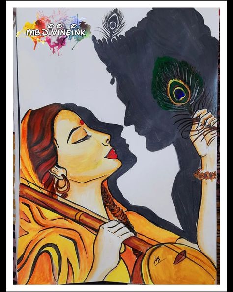 Meera, Radha krishna, Radhe Radhe, Krishna love, Saint Meera, Krishna sketch, Krishna painting, Meera sketch, Drawing, Watercolor painting, God, Hindu mythology, Painting, Art INSTAGRAM:- www.instagram.com/mb.divineink Radha Krishna Shadow Painting, Meera Krishna Drawing, Krishna Half Face Painting, Krishna Shadow Painting, Meera Bai Paintings Easy, Hindu Mythology Paintings, Radha Krishan Ji Drawing Easy, Radha Painting Easy, Meera Bai Sketch