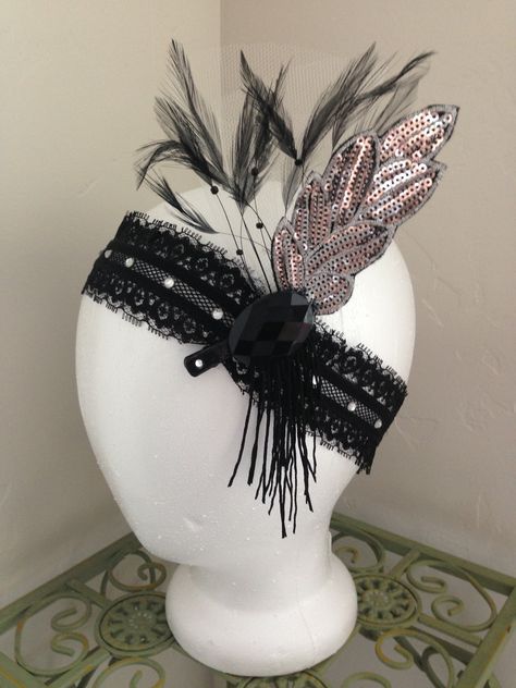 Harlem Nights Theme, Gatsby Party Outfit, 1920s Hair Tutorial, Gatsby Outfit, Flapper Costume Halloween, Flapper Accessories, 1920s Headpiece, Baby Ballet, Roaring 20s Party