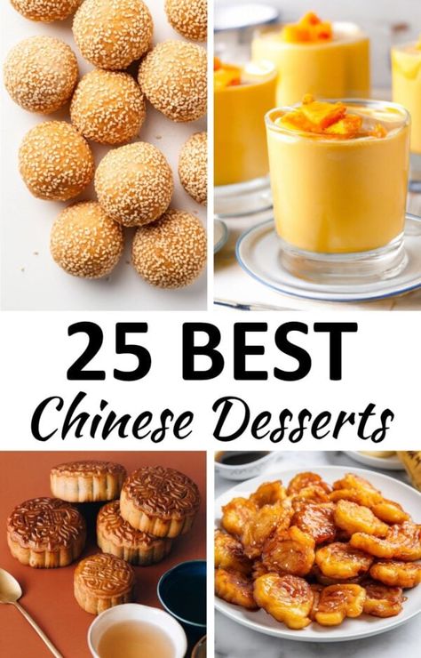 chinese desserts pin Best Restaurant Desserts, Chinese Sweets Recipes, Chinese Food Recipes Dessert, Chinese Tea Party Ideas, Dessert Recipes Asian, Asian Party Desserts, Easy Asian Desserts Simple, Chinese Food Dessert, China Dessert