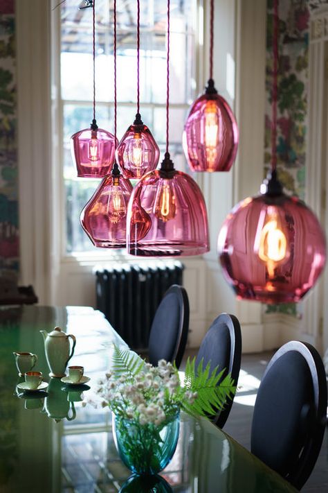 50s Chandelier, Ruby Pendants, Colorful Table Lamp, Diy Lampe, Blown Glass Pendant, Deco Luminaire, Statement Lighting, Poppy Red, Lighting Inspiration