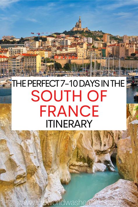 This itinerary for the south of France will help you plan your perfect trip tp this incredible area. Perfect for if you have a week, 10 days or more! France Itinerary 10 Days, France Road Trip Itinerary, South Of France Itinerary, France Road Trip, France Honeymoon, France Itinerary, France Travel Guide, Europe Itineraries, Visit France