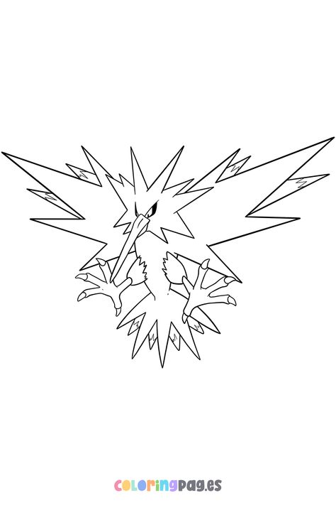 Discover fun and creative ways to engage your kids with our free Zapdos coloring page, perfect for all Pokémon fans! Zapdos Art, Pokemon Zapdos, Zapdos Pokemon, Starter Pokemon, Pokemon Project, Pokemon Sketch, Work Tattoo, Laser Ideas, Pokemon Coloring Pages