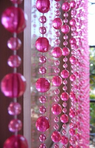 Beaded Curtain -- Hot Pink Mini Balls -- 8 Feet Mcbling Room, Doorway Beads, Ribbon Curtain, Beaded Door Curtains, Y2k Room, Room Things, Mcbling Fashion, Door Beads, Beaded Curtain