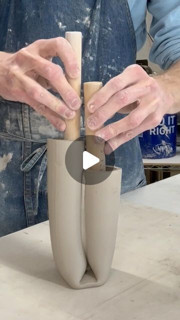 David Johnson Ceramics on Instagram: "In this reel I’m making an extruded vase. This is a new design that I came up with late last year and was pleased with the outcome. I’m making them in two sizes, this one being the smaller of the two.  I love how simple the initial creation of the form is. I’ve learned over the years that the less I touch the clay, the better it looks.  I’m planning on loading up the bisque kiln soon and hope to have my first batch of glazed pots finished in a couple weeks. Stay tuned for a shop update in the coming weeks." Origami Vase, Pottery Lessons, Ceramics Pottery Vase, Pottery Pots, Beginner Pottery, Pottery Form, Pottery Videos, Pottery Pot, Pottery Handbuilding