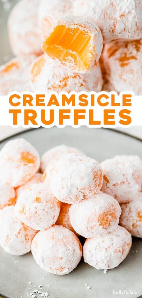 Orange Creamsicle Truffles, Truffles Christmas, Creamsicle Truffles, Orange Truffles, No Bake Truffles, Orange Brownies, Homemade Truffles, Dessert Truffles, Dessert Healthy