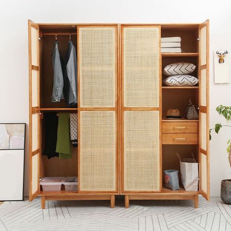 Wood Wardrobe Design, Wardrobe Design Bedroom Sliding, Modern Wardrobe Design Sliding Doors, Wardrobe Design Bedroom Modern, Wardrobe Internal Design, Rattan Wardrobe, Modern Wardrobe Design, Wardrobe Laminate Design, Beige Bedroom Decor