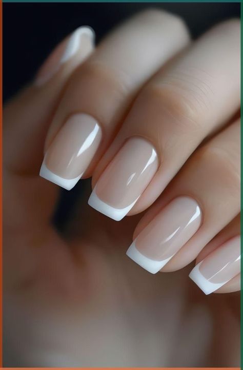 Work Nails Professional Design, Work Nails Professional Gel, Clean Look Nails, White Nails With French Tip, White Classic Nails, Clean Nails Look, Professional Nails For Work Business, Work Nails Professional, White On White French Manicure