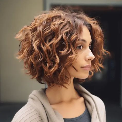 The “Bubble Bob” Cut Is Trending – Here Are 25 Amazing Ideas For You Blending Gray Hair Brunettes Short Curly, Chin Length Curly Hair, Pelo Bob Ondulado, Bubble Bob, Bob Pendek, Short Wavy Haircuts, Natural Curly Hair Cuts, Bob Haircut Curly, Curly Short