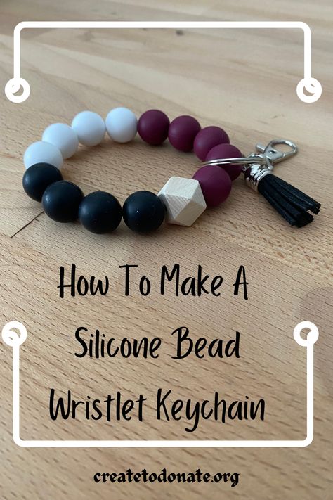 This silicone bead keychain wristlet tutorial walks you through making a color block silicone bead wristlet. Silicone bead crafts are a fun and expensive way to be creative any time of the year. How To Make Wrist Keychain Bracelets, Diy Silicone Wristlet Keychain, Diy Beaded Wrist Keychain Bracelets, How To Make Silicone Bead Pens, How To Make Wristlets, How To Make A Silicone Bead Wristlet, How To Make Beaded Wristlet Keychain, Diy Silicone Keychain, Silicone Bead Color Combos