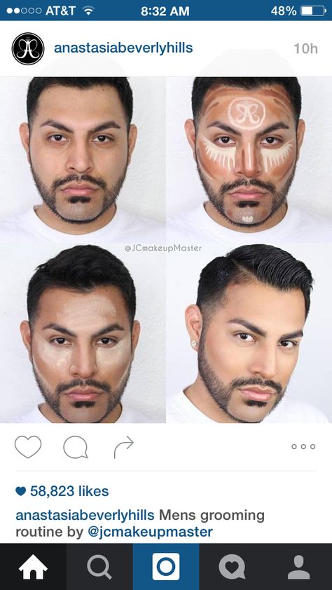 Male contouring                                                                                                                                                                                 More Mens Contour Makeup, Masculine Contour Makeup, Male Contouring, Contour For Men, Contouring Tattoo, Cosplay Makeup Male, Basic Stage Makeup, Men’s Makeup, Masculine Contour