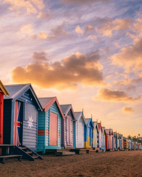 Brighton Bathing Boxes Melbourne, Brighton Bathing Boxes, Brighton Beach Melbourne, Brighton Melbourne, Melbourne Style, Pastel Sunrise, Have A Beautiful Weekend, Backpacking Routes, Brighton Houses