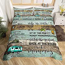 Check this out! Camper Bedding, Lake Life Decor, Lake Cabin Decor, Camper Beds, Camping Rules, Wooden Plank, Camping Decor, Camper Decor, Quilted Duvet