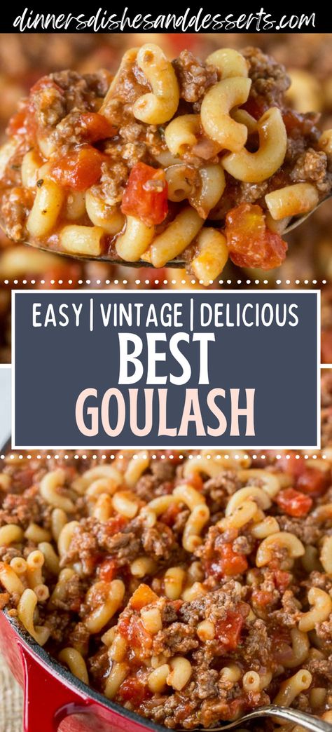 This old fashioned goulash recipe is pure comfort. It’s rich, hearty, perfectly seasoned, and only takes 45 minutes to make. Cheap Fast Easy Dinner Ideas, Quick And Easy Dinners With Ground Beef, Simple Cheap Meals Families, Easy Dinners For Family Of 5, The Best Goulash Recipe, Simple 30 Minute Meals Easy Dinners, Dinner Hamburger Recipes, Easy Dinner Large Group, Gouloush Goulash Recipes