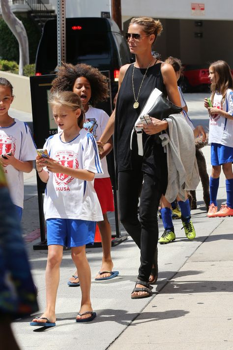 Heidi Klum cheers on her kids Leni, Henry and Johan at their soccer games on June 7, 2014 Sewing Projects, Football, Bill Kaulitz, Soccer Games, Mein Style, Heidi Klum, Career, Soccer, Style Inspiration