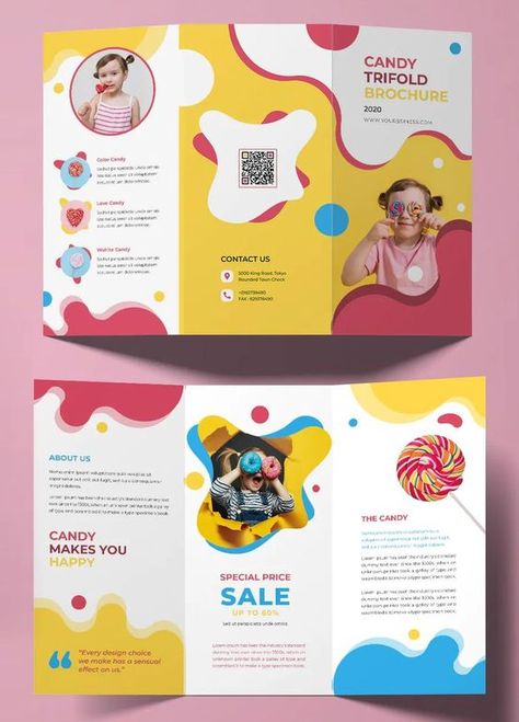 Trifold Brochure Template School Brochure Design Creative, Pamplet Layout Design, Brochure Design Creative Graphics, Flayer Designs Ideas, Graphic Design Tricks, Brochure Design Layout Templates, Kids Magazine Design, Brochure Graphic Design, Kids Brochures