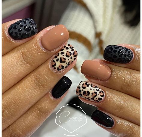 Black And Brown Leopard Nails, Autumn Leopard Nails, Fall Lepord Nails, Pumpkin Cheetah Nails, Autumn Leopard Print Nails, Cheetah Halloween Nails, Leaped Print Nails, Cheetah Print Nails Square, Charcoal Nail Designs