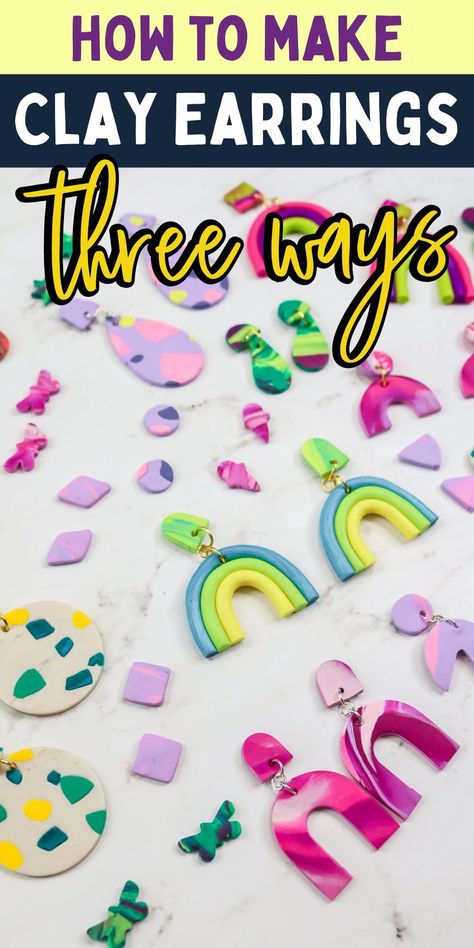 Model Magic Earrings, Modeling Clay Earrings Diy, How To Make Earrings With Clay, How To Make Earrings For Beginners, How To Make Clay Earrings, Make Clay Earrings, Making Clay Earrings, Polymer Clay Earrings Diy, Make Your Own Earrings