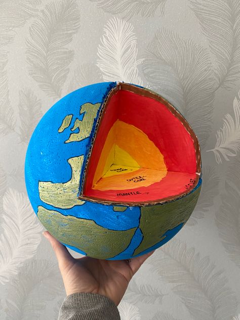 Layers Of The Earth Model Projects Ideas, Earths Layers Science Projects, Earths Crust Project Models, Layers Of The Earth Project 3d, Earths Core Project Models, Layers Of The Earth Model, Layers Of The Earth Project, Earth Layers Model, Geography Model