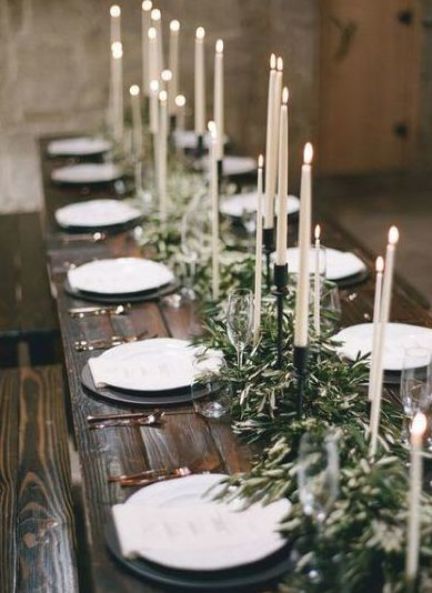 Trendy wedding rustic table setting olive branches 64+ Ideas Hygge Wedding, Christmas Wedding Table, Olive Branch Wedding, Winter Wedding Centerpieces, Rustic Table Setting, Tacky Christmas, Winter Wedding Decorations, Rustic Wedding Table, Urban Wedding