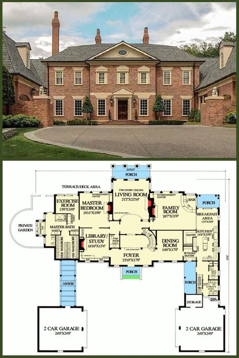 Georgian House Plans, Georgian Estate, Mid Century House Plans, 6 Bedroom House Plans, Exclusive House Plan, Luxury Floor Plans, Georgian Style Homes, Colonial Mansion, Georgian Mansion