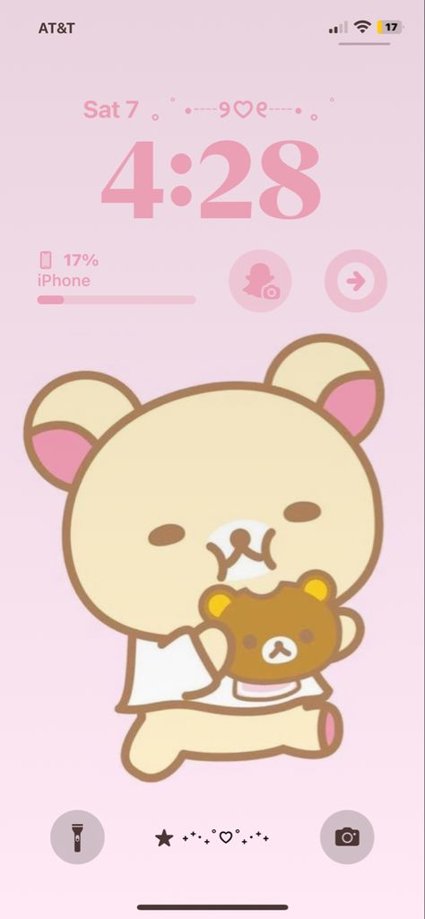 Korillakuma Wallpaper Desktop, Rilakkuma Phone Theme, Korilakkuma Wallpaper, Ios Inspiration, Rilakkuma Wallpaper, Phone Layouts, Phone Lockscreen, First Iphone, Iphone Wallpaper Kawaii