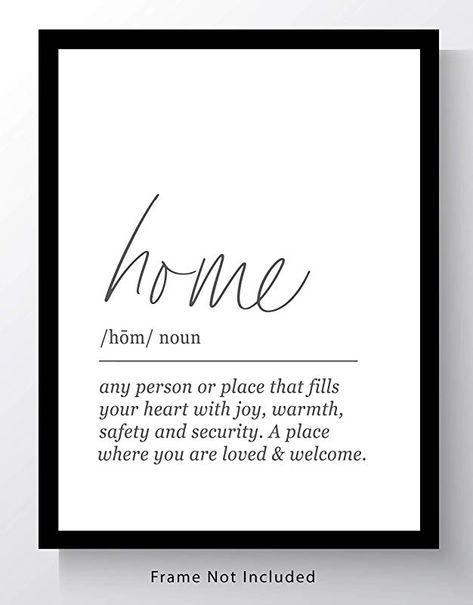 Home Definition, Definition Wall Art, Funny Quote Prints, Definition Quotes, Modern Words, Black And White Minimalist, Uncommon Words, Quote Artwork, Quote Typography