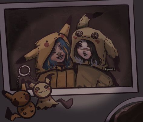 Pikachu And Mimikyu, Pokemon Outfits, Anime Disney, Wholesome Pictures, Pokemon Clothes, Duos Icons, Elephant Tattoos, T Art, Lol League Of Legends