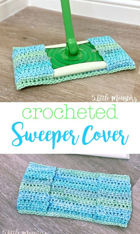 5 Little Monsters: Easy Crocheted Sweeper Cover Swiffer Sweeper Crochet Pattern Free, Crochet Mop Cover Pattern Free, Stiffer Crochet Cover, Reusable Swiffer Pad Crochet, Crochet Swiffer Pads Free Pattern, Swiffer Crochet Pattern Free Easy, Free Swiffer Cover Crochet Pattern, Crochet Reusable Swiffer Pads, Swiffer Pads Diy Crochet