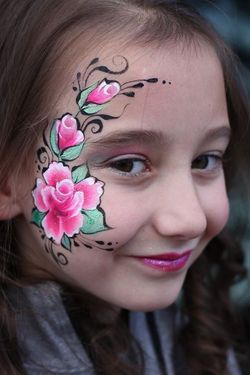 Face Paint Rose, Face Painting Flowers, Eye Face Painting, Face Paint Ideas, Adult Face Painting, Cheek Art, Girl Face Painting, Face Painting Tutorials, Face Painting Easy