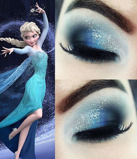 Let it Go ❄️❄️❄️ Elsa Frozen Makeup Look, Frozen Make Up, Elsa Inspired Makeup, Frozen Makeup Look, Frozen Elsa Makeup, Disney Makeup Ideas, Shadow Fashion, Elsa Makeup, Disney Eye Makeup