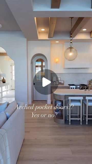 Becki Owens on Instagram: "Arched pocket door in our #rosemaryproject pantry - love the clear glass and reeded detail!  Do you like pocket doors??

Build @splitrockcustomhomes 
Arch @stevetiek" Arch Pocket Door, Archway Interior, Arched Pocket Doors, Arched Pocket Door, Becki Owens Design, Glass Pocket Door, Millwork Details, Kitchen 2024, Becki Owens