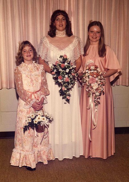 Diane's wedding late '70's | Flickr  #bridesmaid 1970s Wedding Dress, 70s Wedding, 1970s Wedding, Women In White, Vintage Bridesmaids, Vintage Brides, Vintage Wedding Photos, Beautiful Wedding Gowns, Wedding Gowns Vintage