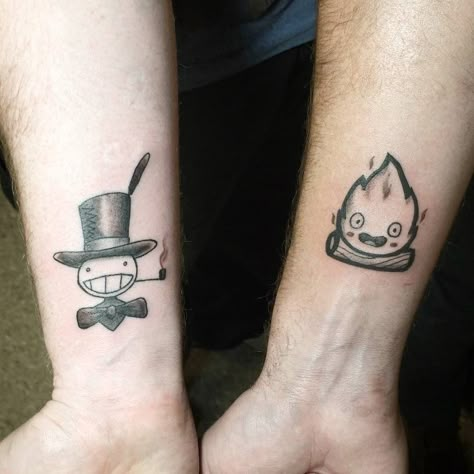 Turnip Head Tattoo, Calcifer Howl's Moving Castle, Tatuaje Studio Ghibli, Turnip Head, Ghibli Tattoos, Studio Ghibli Tattoo, Ghibli Tattoo, Head Tattoo, Fire Tattoo