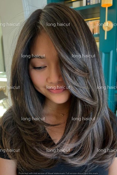 hairstyles beauty hairstyles for wavy hair-From Blunt to Bouncy: Long Hair Styles for Every Face Shape Midlength Haircuts With Long Layers, Short Hair Styles For Long Faces, Girls Layered Haircut, Face Shaping Layers Long Hair, Short Haircut For Long Face, Layered Hair Side Part, Medium Length Haircut With Side Bangs, Medium Long Hair With Layers, Long Bouncy Layers