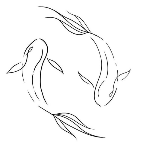 Koi Fish Outline, Koi Fish Line Art, Pisces Fish Tattoos, Koi Fish Tattoo Design, Coy Fish Tattoos, Yin Yang Fish, Deer Skull Tattoos, Tattoos Zodiac, Carp Tattoo