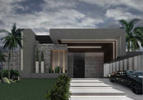 Suburban House Exterior Bloxburg, Concrete House Exterior, Dark House Exterior, Black Modern House, Dark Modern House, Bloxburg House Builds, Modern Suburban House, Industrial House Exterior, Roblox Bloxburg House Ideas