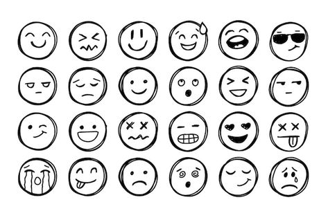 Cute Emoticon, Face Doodles, Emotion Faces, Daily Writing Prompts, Emoji Drawing, Emoji Faces, Daily Writing, Bullet Journal Lettering Ideas, Notebook Gifts