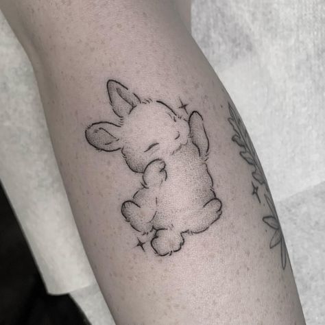 Lil bunny for @atelier_amy in spirit of Easter🥹🤍🤍🤍 Had so much fun doing this and would love to do… | Instagram Bunny Tattoo, Animal Sleeve Tattoo, Bunny Tattoos, Ribbon Tattoos, Rabbit Tattoos, Small Pretty Tattoos, Cute Little Tattoos, Matching Tattoo, Cartoon Tattoos