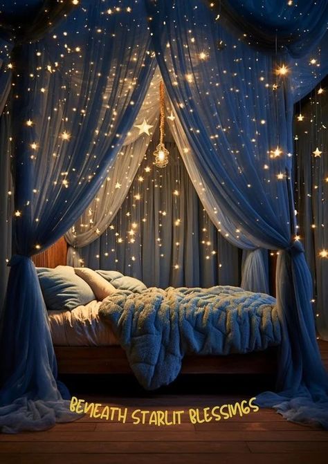 13 Glamorous Celestial Bedroom Aesthetic Ideas For Your Space - Drop By My Home Magic Room Aesthetic, Star Bedroom Aesthetic, Star Room Aesthetic, Space Themed Bedroom Aesthetic, Galaxy Themed Bedroom, Galaxy Room Ideas, Dreamy Bedrooms Romantic, Galaxy Themed Room, Space Room Ideas