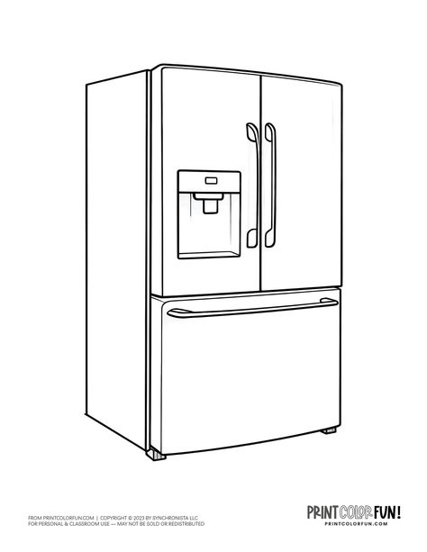 Kitchen refrigerator coloring page clipart from PrintColorFun com (4) Fridge Drawing, Color Refrigerator, Kitchen Refrigerator, Coloring Page, Refrigerator, Coloring Pages, Sketch, Clip Art, Drawings